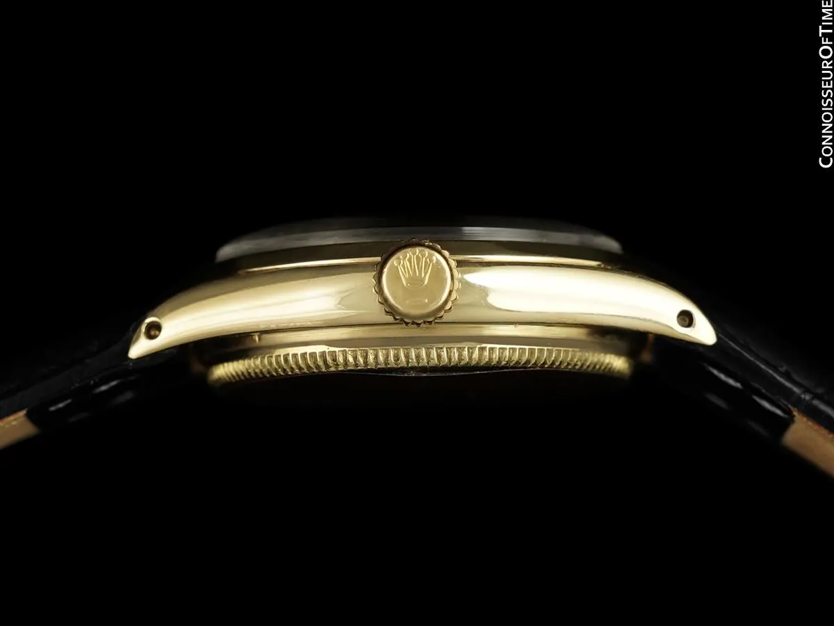 1958 Rolex Oyster Perpetual Mens Midsize Unisex 31mm Classic Vintage Watch - 14K Gold