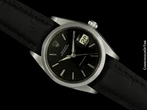 1960 Rolex Oysterdate Vintage Mens Black Dial Watch with Date - Stainless Steel