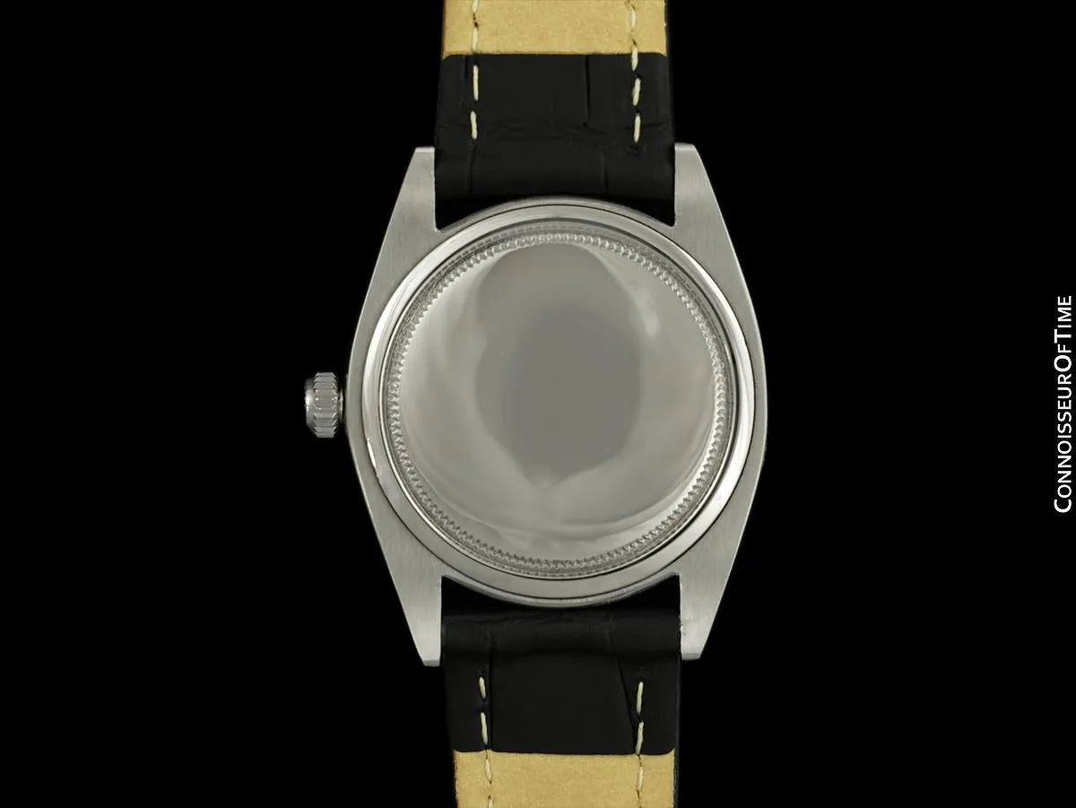 1960 Rolex Oysterdate Vintage Mens Black Dial Watch with Date - Stainless Steel