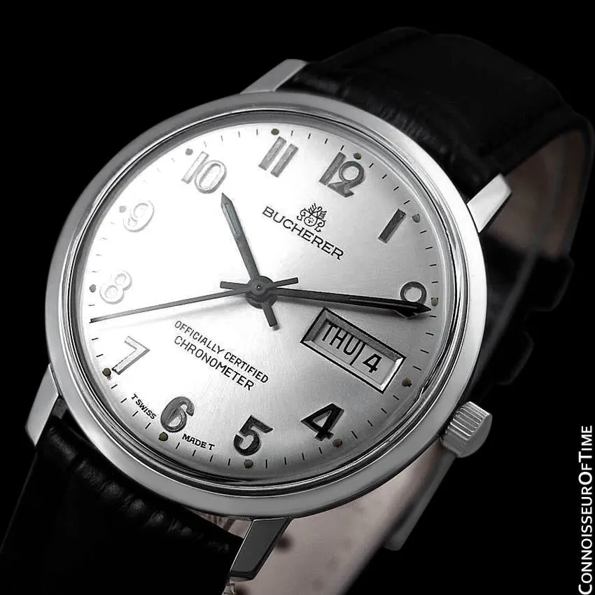 1960's Bucherer Vintage Mens Officially Certified Chronometer Watch - Stainless Steel
