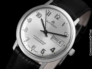 1960's Bucherer Vintage Mens Officially Certified Chronometer Watch - Stainless Steel