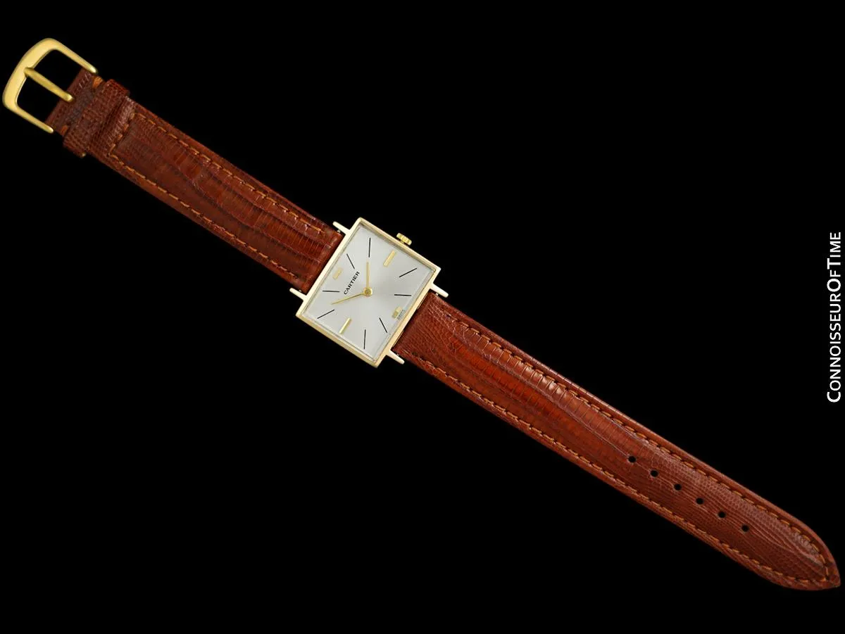 1960's Cartier Vintage Mens Mechanical "TV" Shaped Dress Watch - Solid 18K Gold