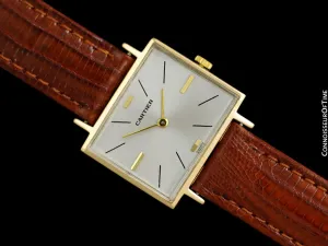 1960's Cartier Vintage Mens Mechanical "TV" Shaped Dress Watch - Solid 18K Gold