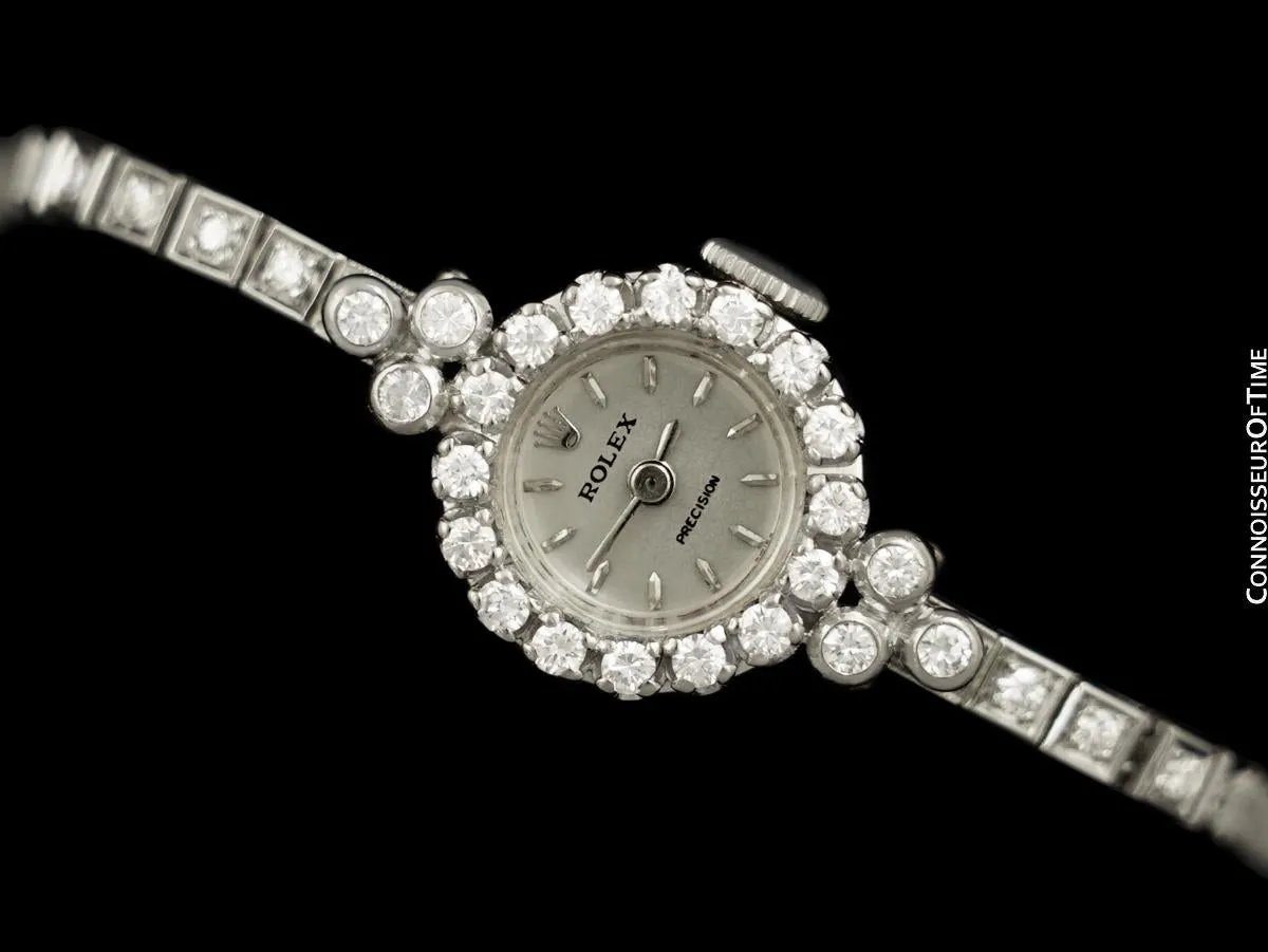 1960's Rolex Ladies Vintage Cocktail Watch - 18K White Gold & Diamonds
