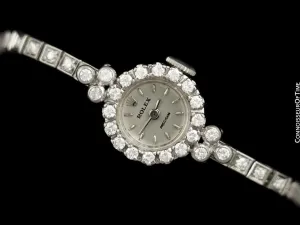 1960's Rolex Ladies Vintage Cocktail Watch - 18K White Gold & Diamonds