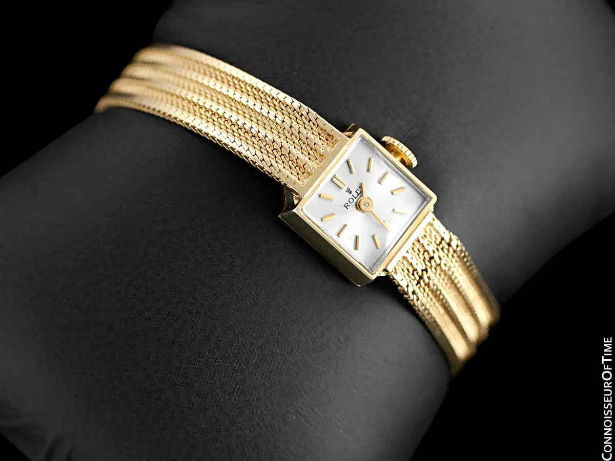 1960's Rolex Vintage Ladies Bracelet Dress Watch - 14K Gold