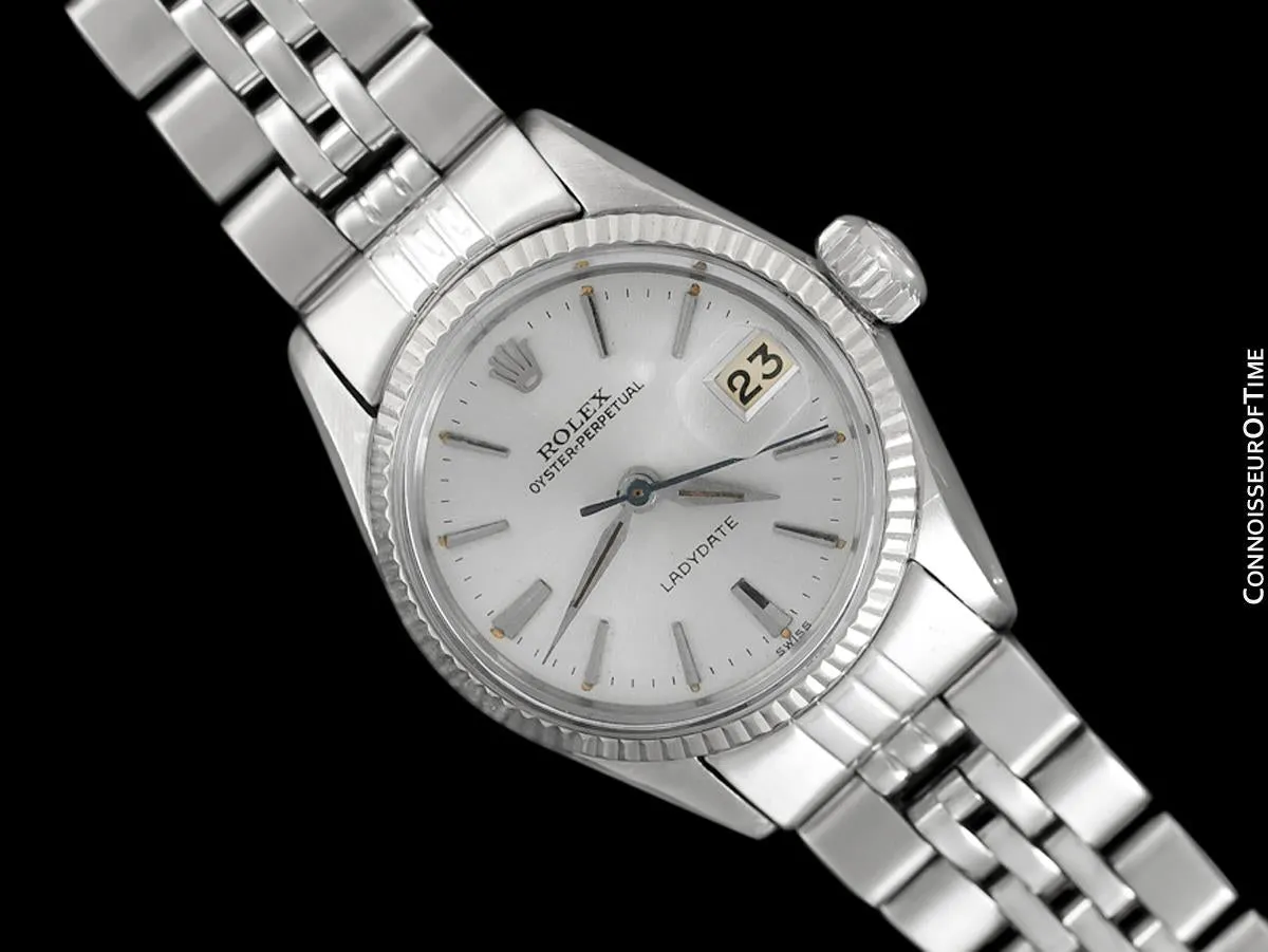 1961 Rolex Classic Vintage Ladydate Ladies Date (Datejust) Watch, Silver Dial - Stainless Steel and 18K White Gold