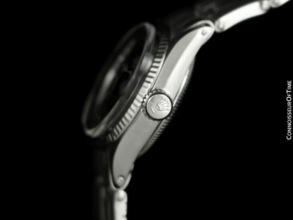 1962 Rolex Classic Vintage Ladies Date Datejust Watch, Black Dial - Stainless Steel & 18K White Gold