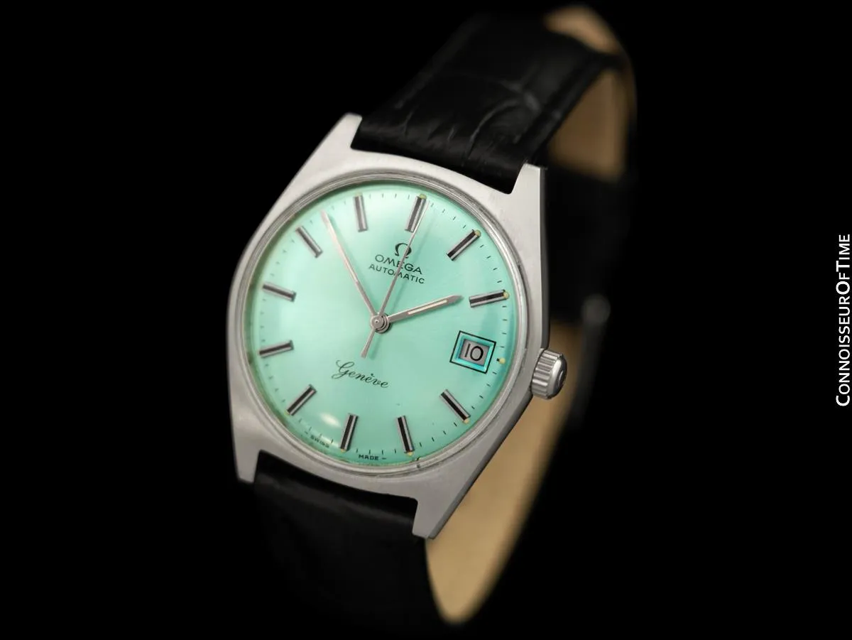 1969 Omega Geneve Vintage Mens Cal. 563 Automatic Watch with Tiffany Blue Dial - Stainless Steel