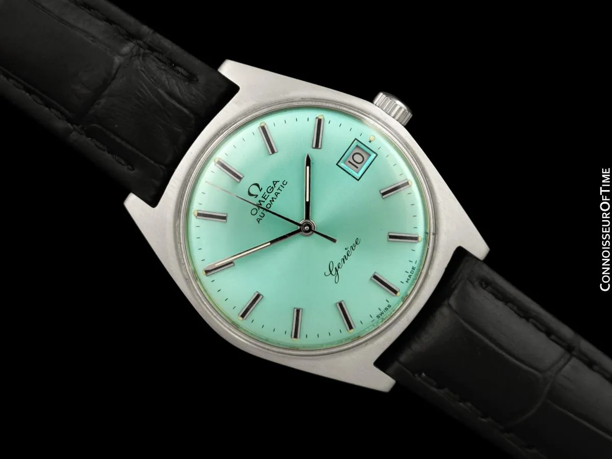 1969 Omega Geneve Vintage Mens Cal. 563 Automatic Watch with Tiffany Blue Dial - Stainless Steel