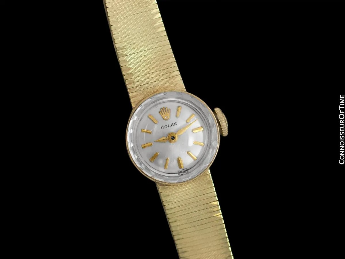1970's Rolex Vintage Ladies Bracelet Dress Watch - 14K Gold