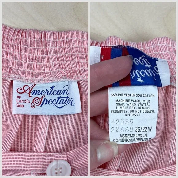 1970s Volup  Vintage Pink and White Striped Button Front Skirt