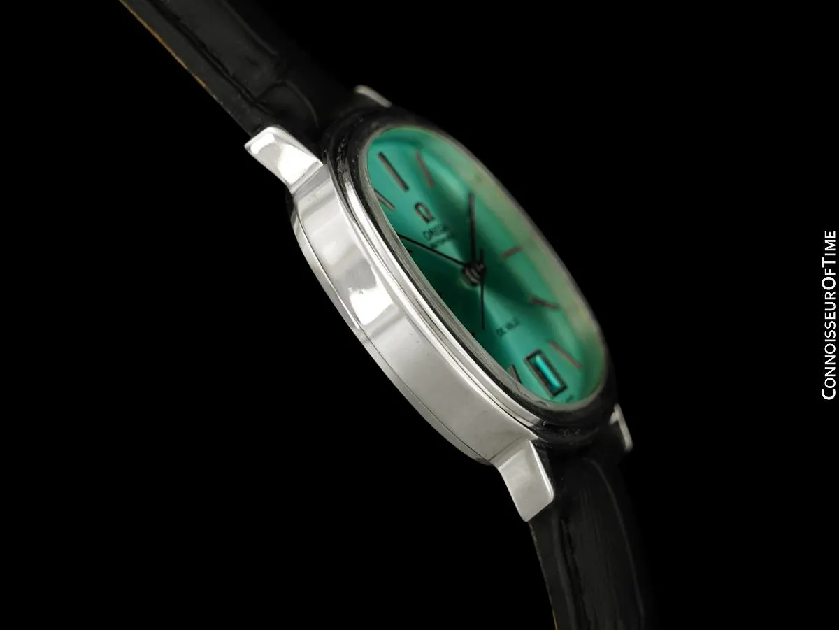 1973 Omega De Ville Vintage Mens Automatic Full Size Watch with Tiffany Blue Dial - Stainless Steel
