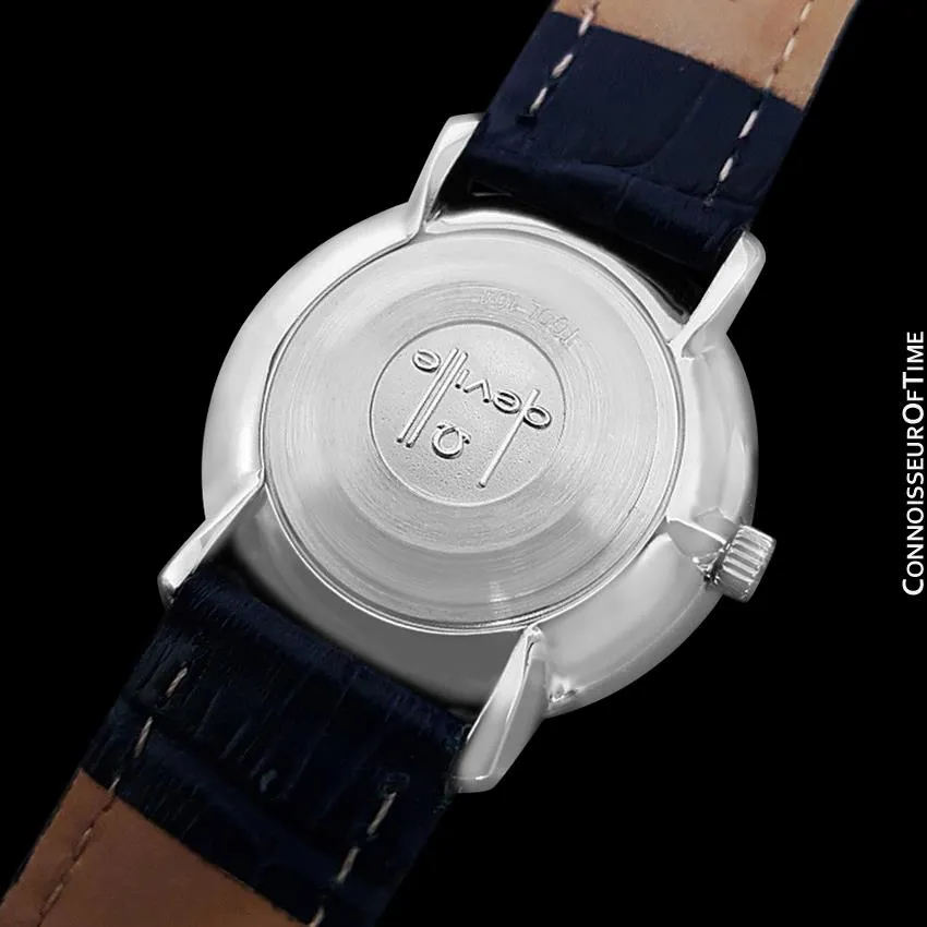 1974 Omega De Ville Vintage Mens Handwound Blue Vignette Dial Watch - Stainless Steel