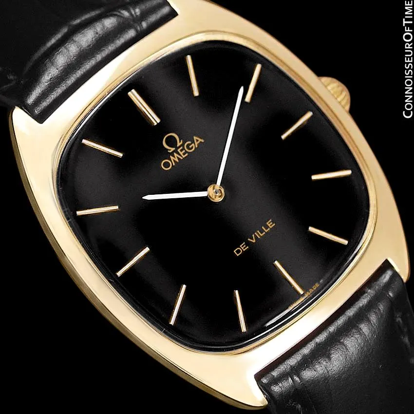 1978 Omega De Ville Vintage Mens Handwound Ultra Thin Dress Watch - 18K Gold Plated & Stainless Steel