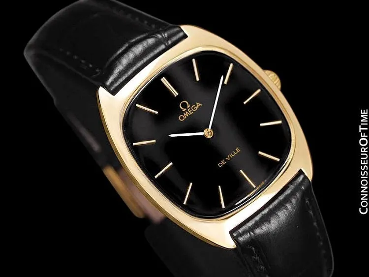 1978 Omega De Ville Vintage Mens Handwound Ultra Thin Dress Watch - 18K Gold Plated & Stainless Steel