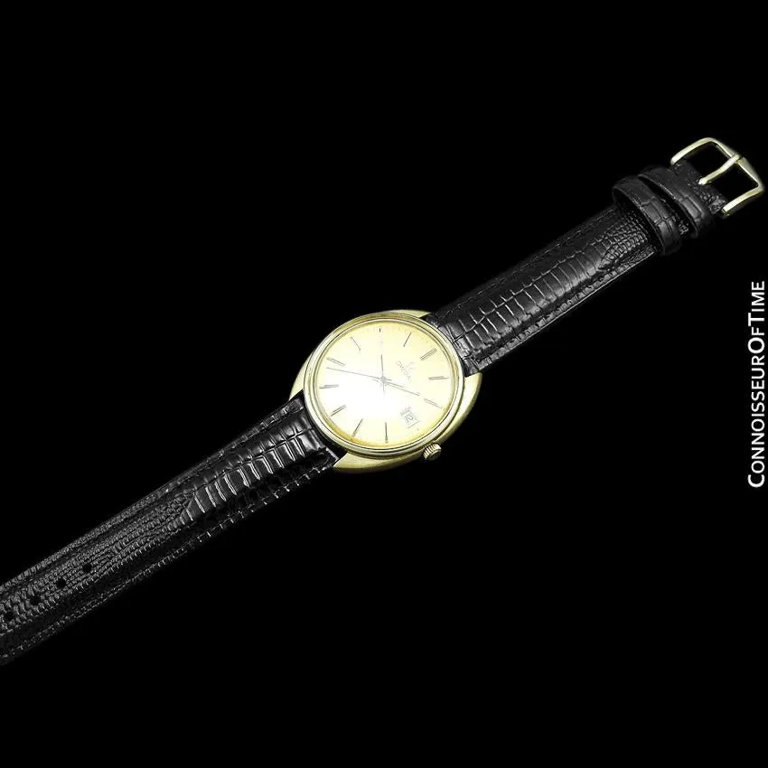1980 Omega Seamaster Classic Vintage Mens Full Size Accuset Watch, Date - 18K Gold Plated & Stainless Steel