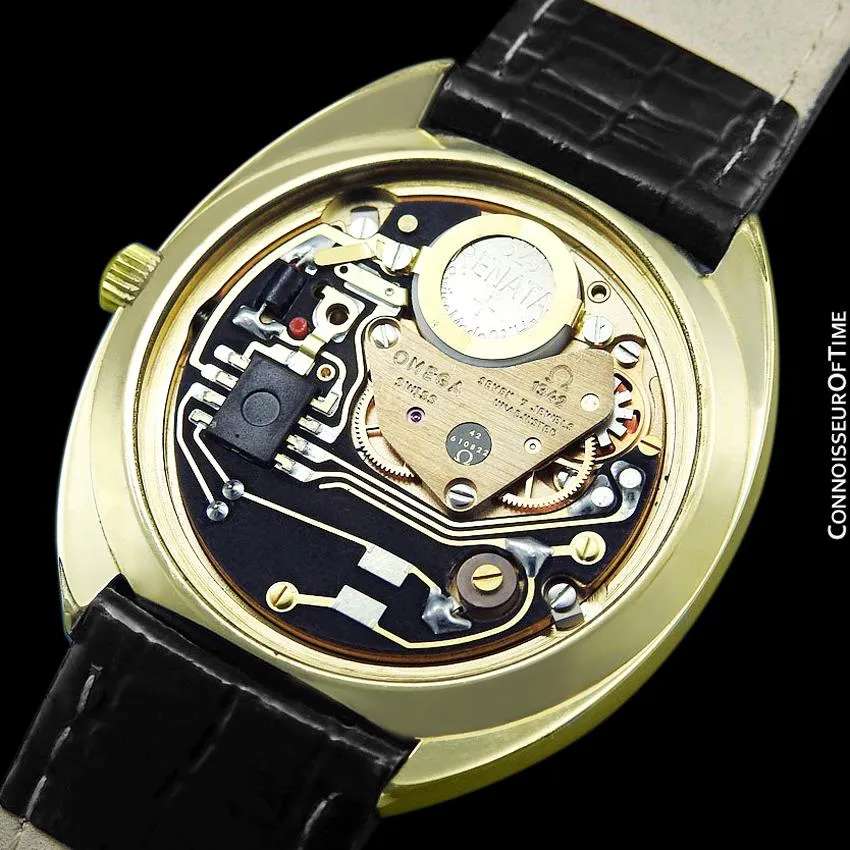 1980 Omega Seamaster Classic Vintage Mens Full Size Accuset Watch, Date - 18K Gold Plated & Stainless Steel