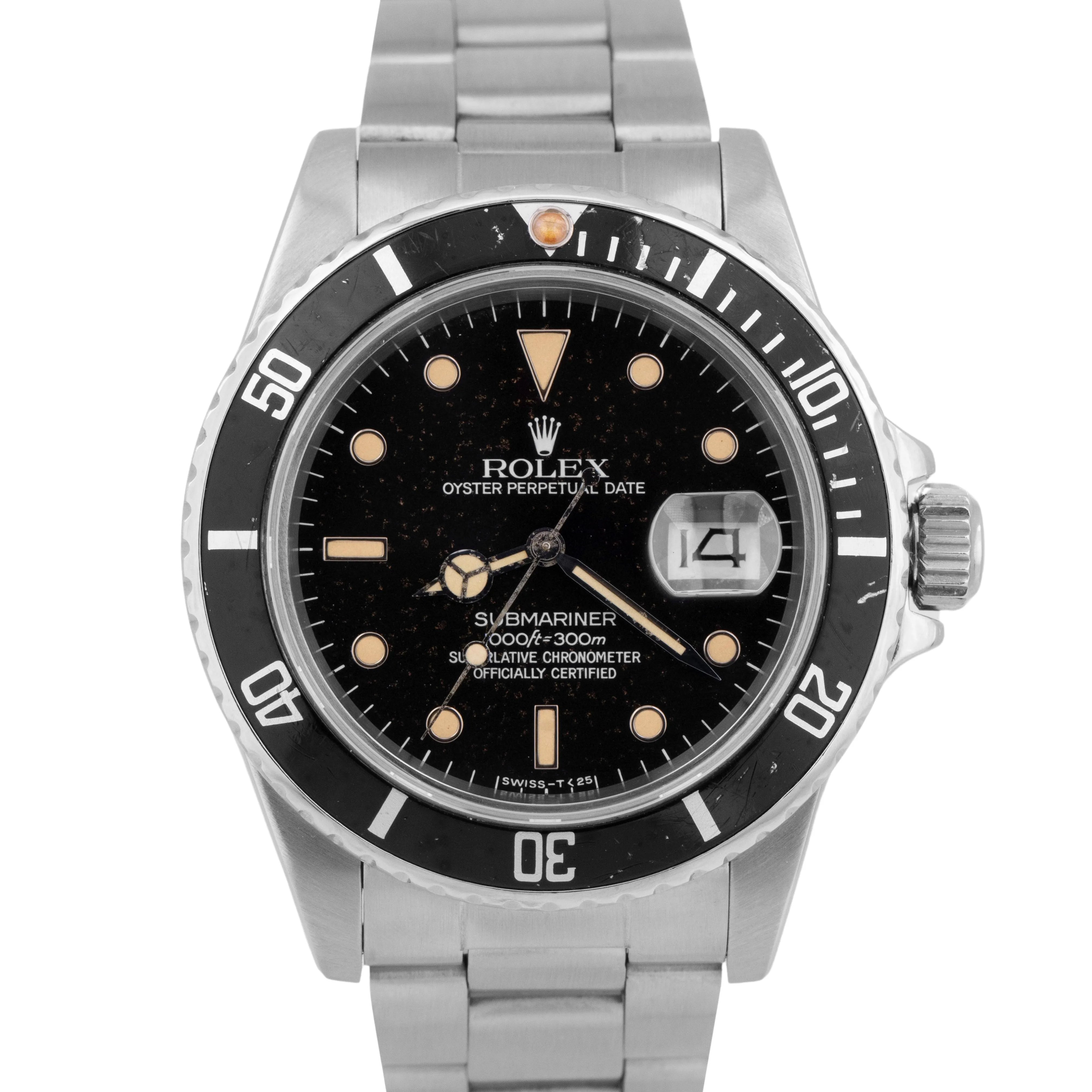 1984 Rolex Submariner 40mm Oyster Stainless Steel Patina Date Dive Watch 16800