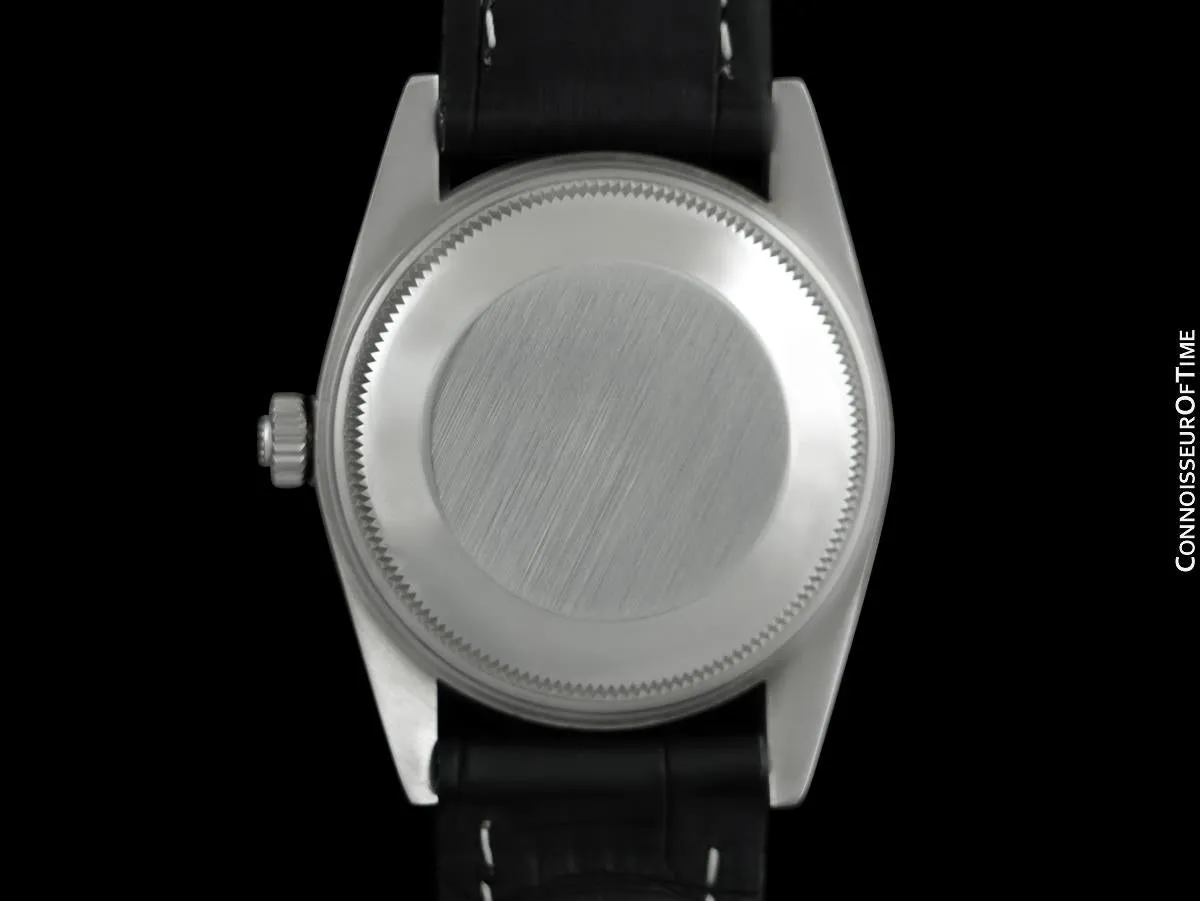 1985 Rolex Oyster Perpetual Date Ref. 15000 Vintage Mens Quick-Set Buckley Dial Watch - Stainless Steel