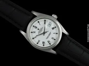 1985 Rolex Oyster Perpetual Date Ref. 15000 Vintage Mens Quick-Set Buckley Dial Watch - Stainless Steel