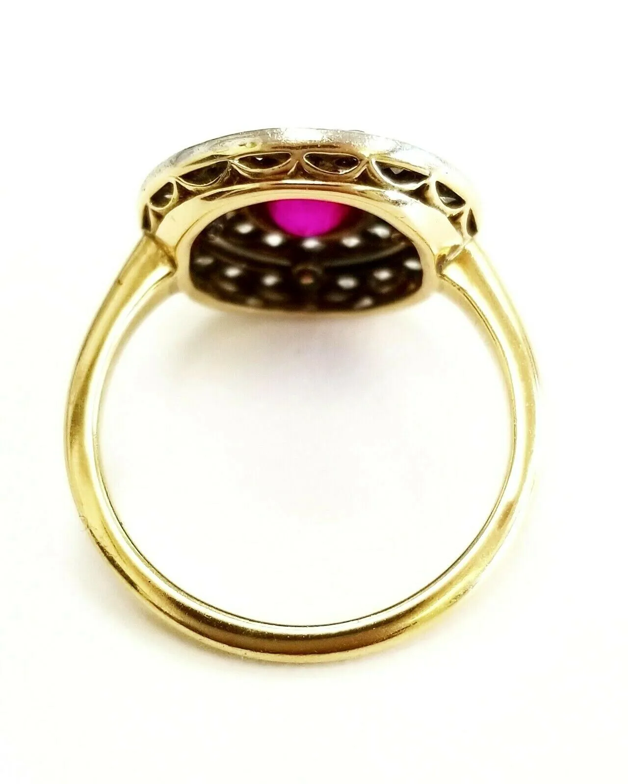1CT Red Ruby Burma Ring Oval Cut Brilliant 18K Yellow Gold Natural diamonds size 6