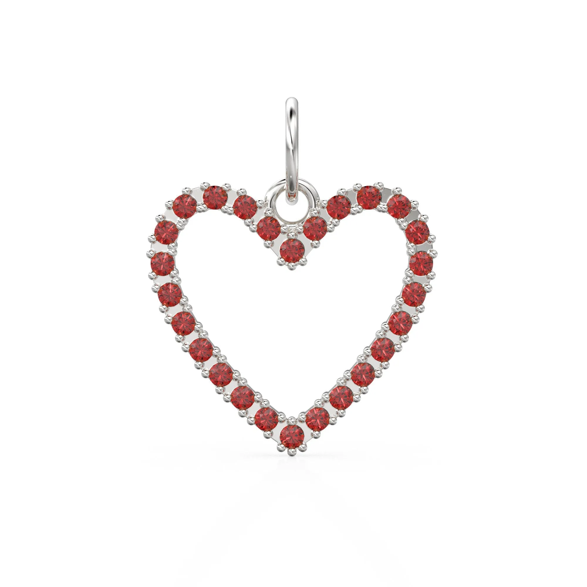 22.6mm 14K solid Yellow Gold Green Red Ruby Large LOVE Heart Charm Necklace Pendant
