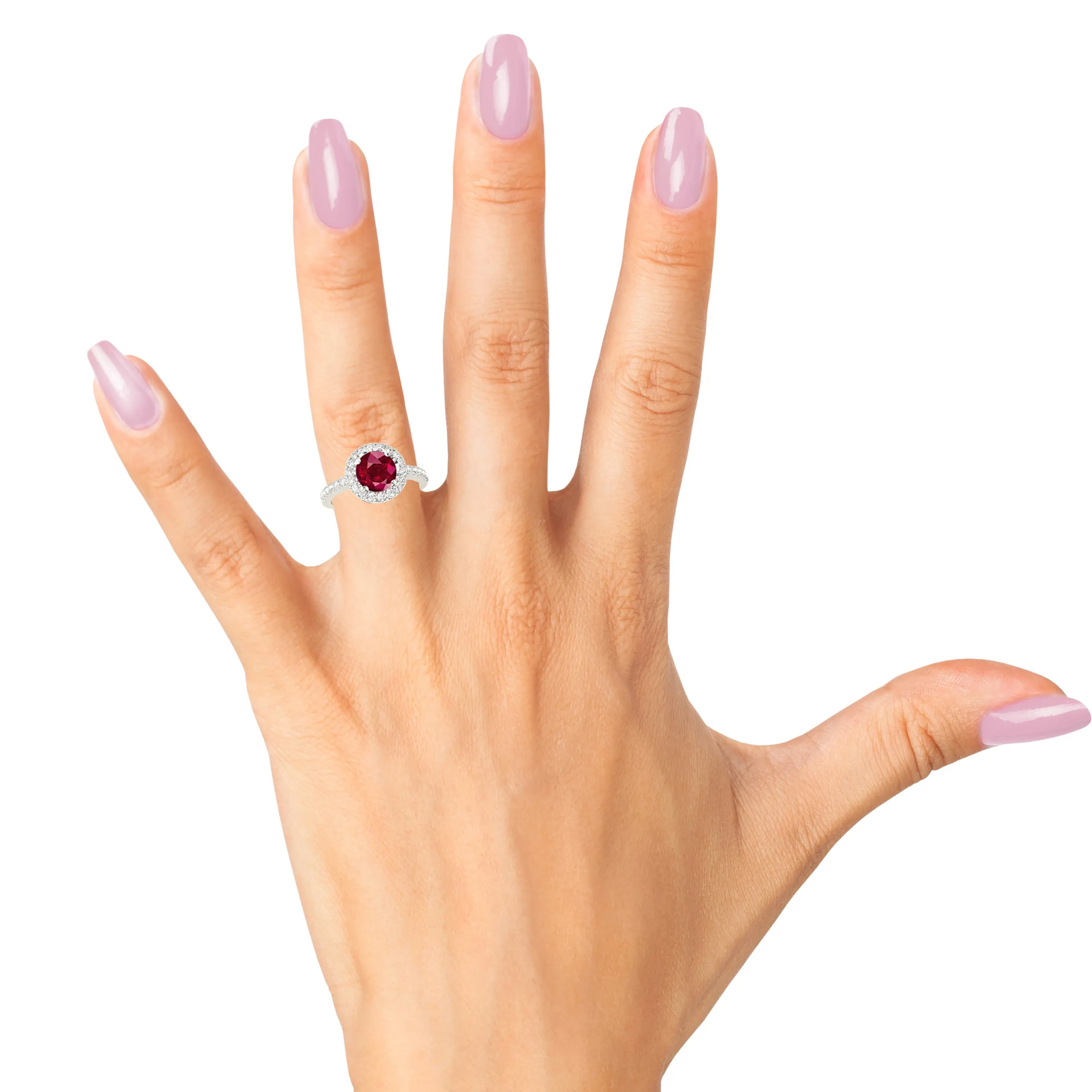 2.35 ct. Genuine Ruby Ring With Delicate Halo And Thin Diamond Shank