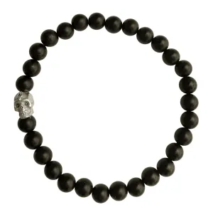 6mm Black Onyx Skull Bracelet