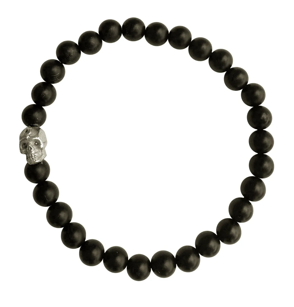 6mm Black Onyx Skull Bracelet