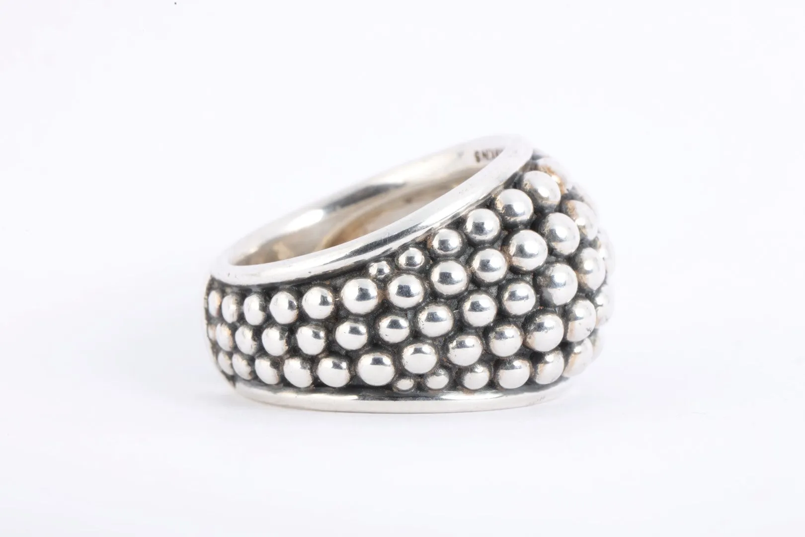 925 Silver Dawkins Beaded Dome Ring Size 8 (16.52g.)