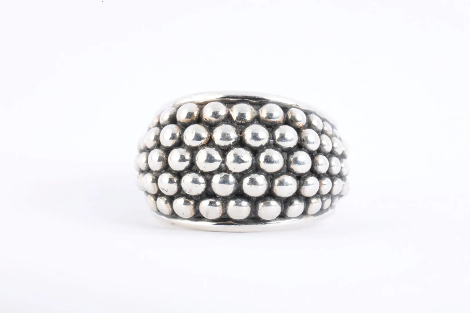 925 Silver Dawkins Beaded Dome Ring Size 8 (16.52g.)