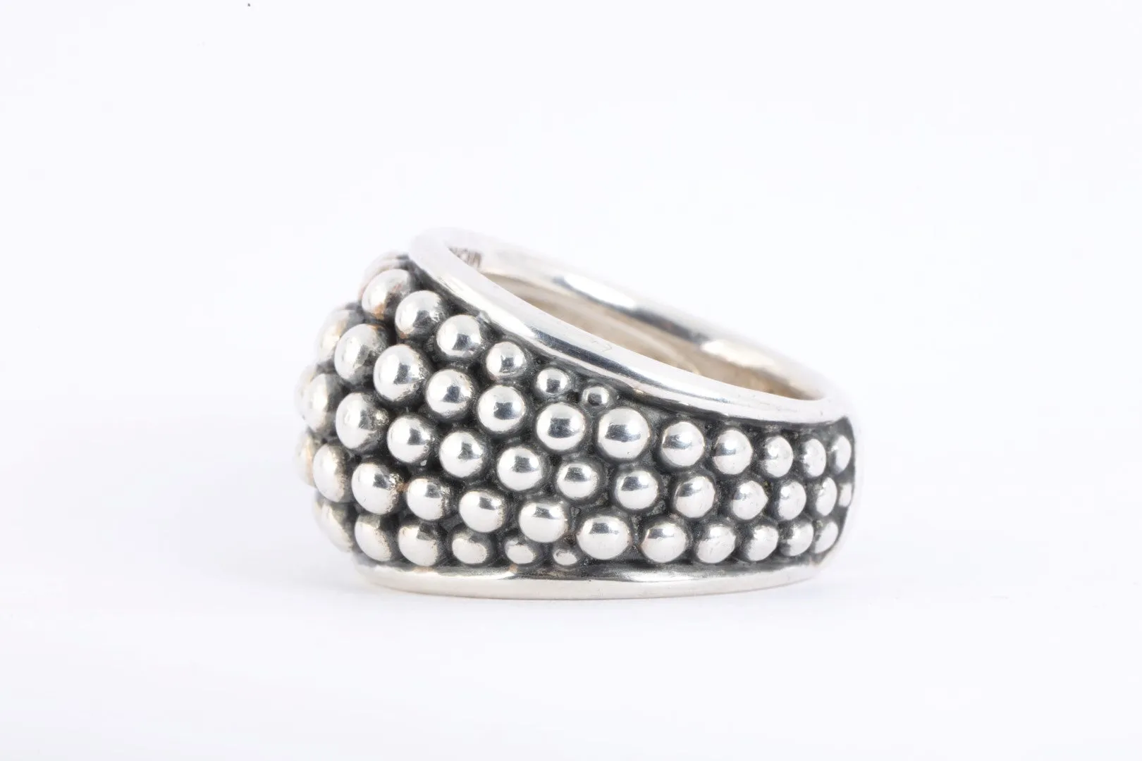 925 Silver Dawkins Beaded Dome Ring Size 8 (16.52g.)