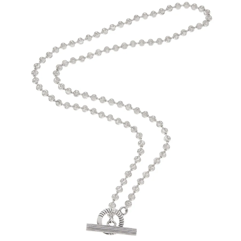 925 Sterling Silver 4mm Lucky Bead Necklace OT Clasp Type Fashion Jewelry 20"