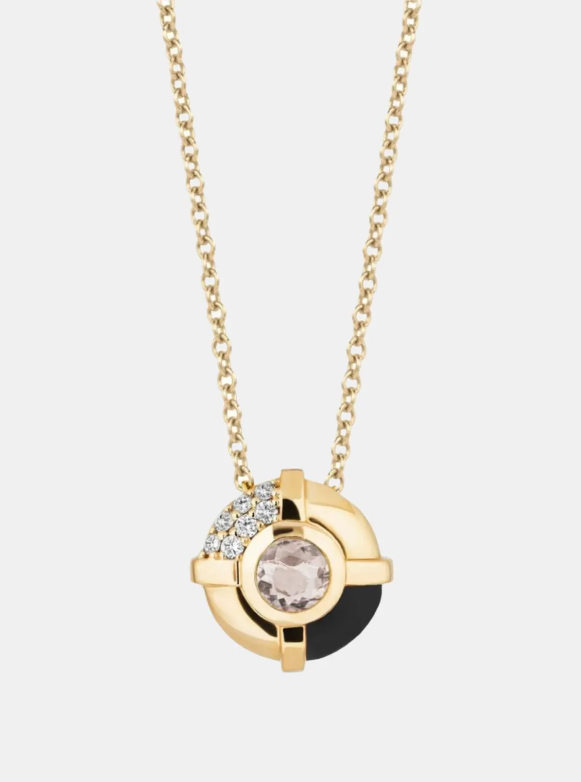 A Touch Of Sugar Necklace - Morganite and Black Onyx
