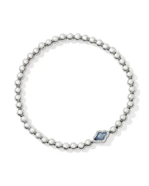 ABBIE BEADED STRETCH BRACLETT RHODIUM LIGHT BLUE MOTHER OF PEARL