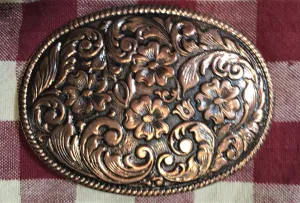 Accessory: Trophy Buckle Pewter and Copper Tone Florals