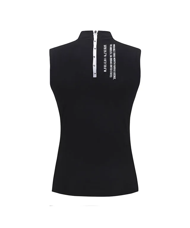 ANEW Golf: Women Front Logo Point Sleeveless - Black