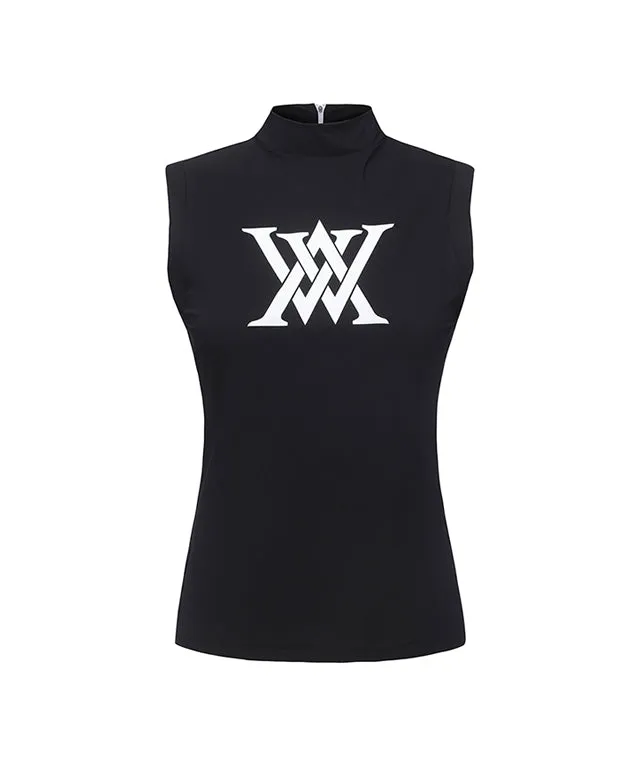 ANEW Golf: Women Front Logo Point Sleeveless - Black