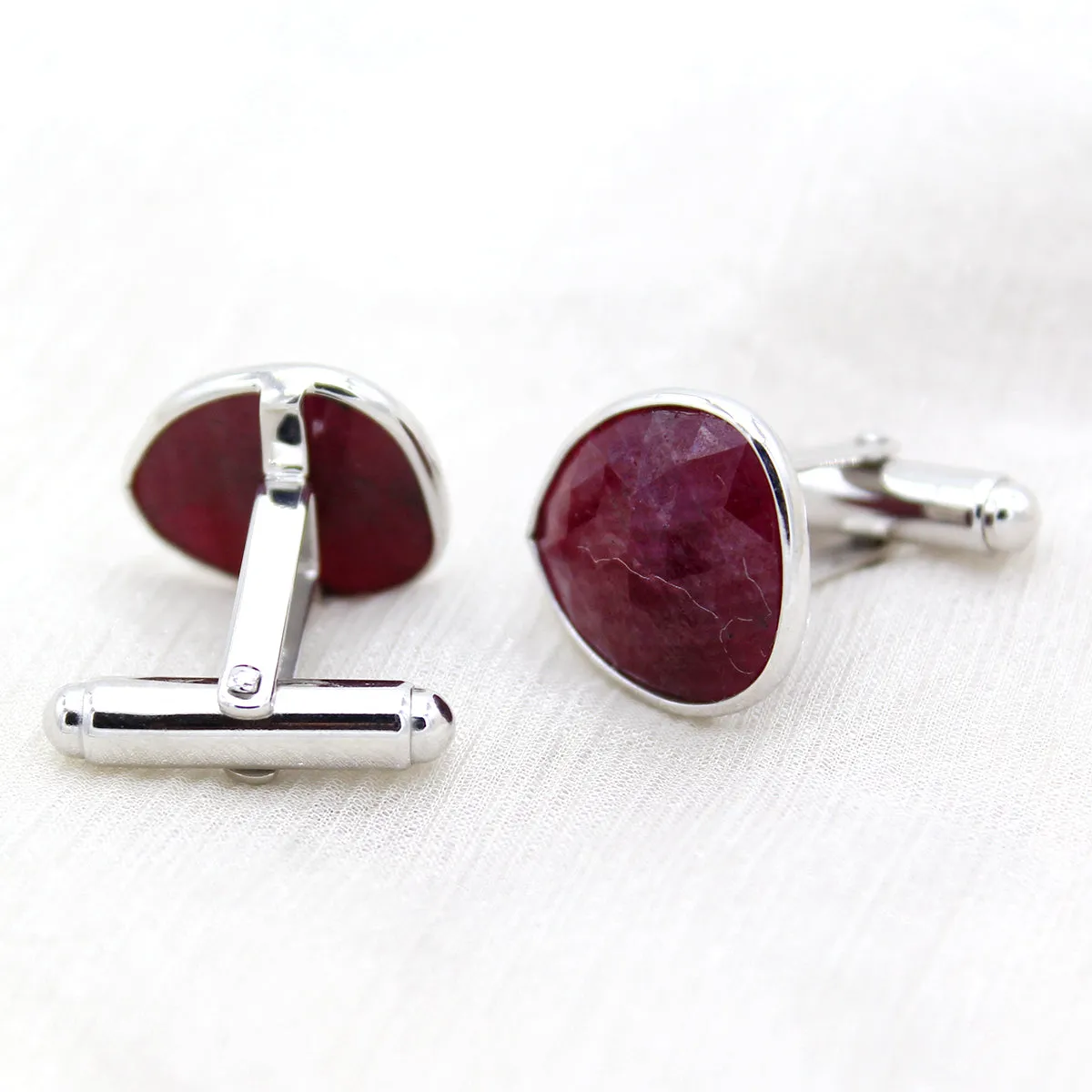 Asymmetric Shape Natural Ruby Cufflinks