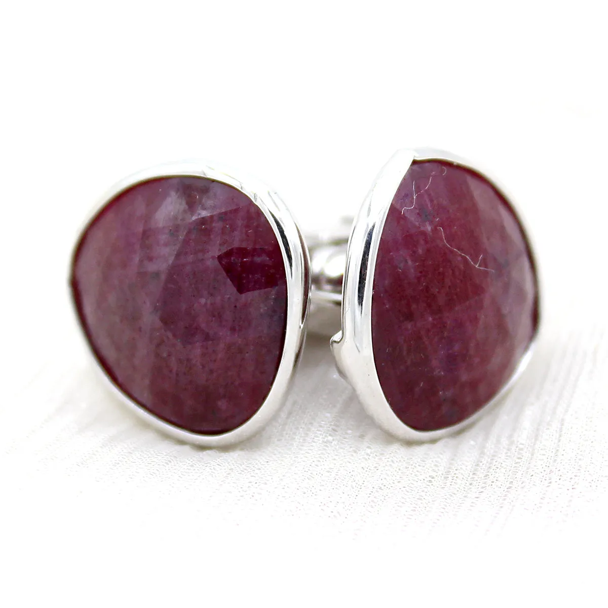 Asymmetric Shape Natural Ruby Cufflinks