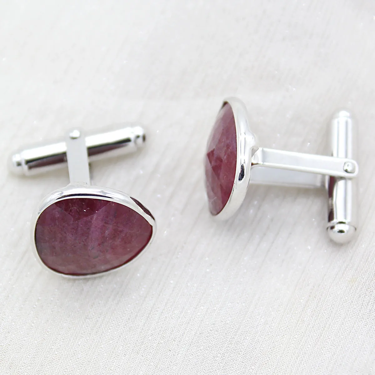 Asymmetric Shape Natural Ruby Cufflinks