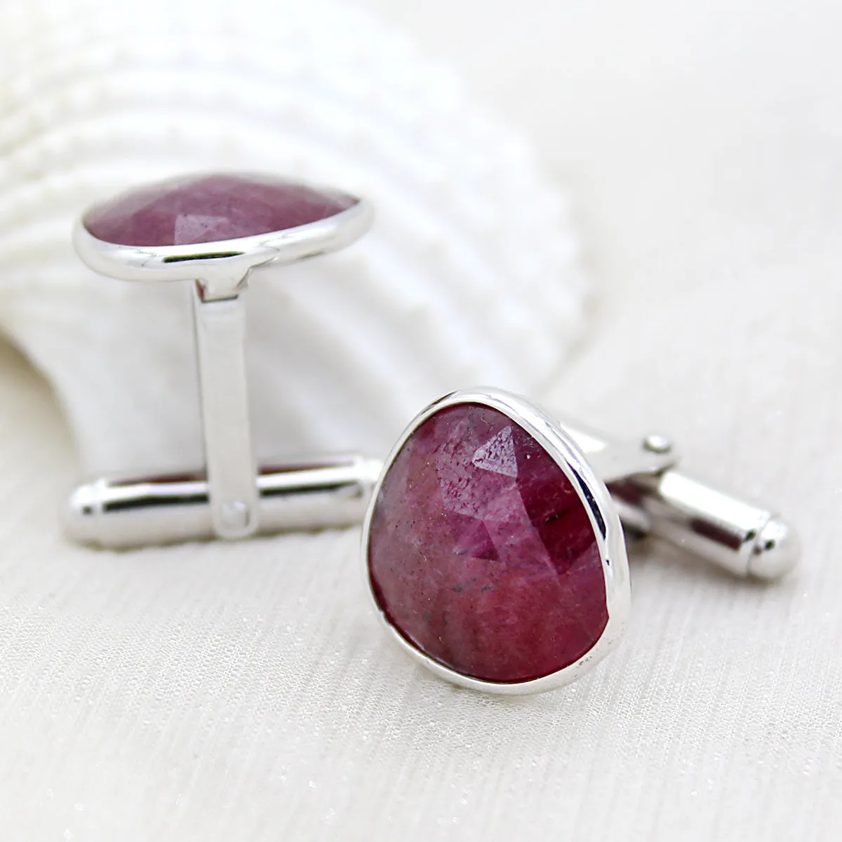 Asymmetric Shape Natural Ruby Cufflinks