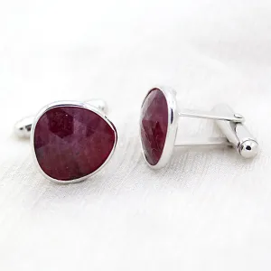 Asymmetric Shape Natural Ruby Cufflinks