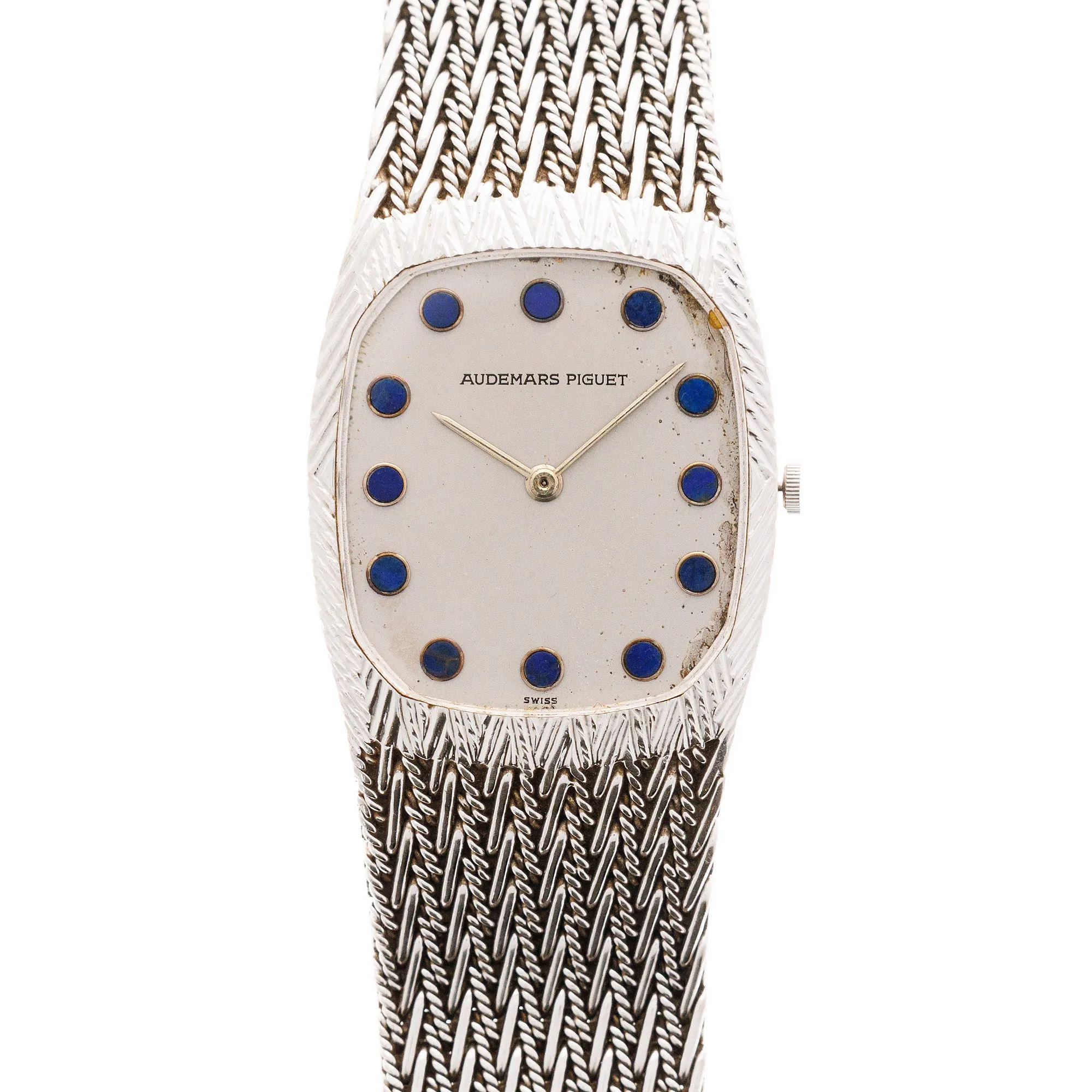 Audemars Piguet White Gold and Blue Round Marker Dial Watch