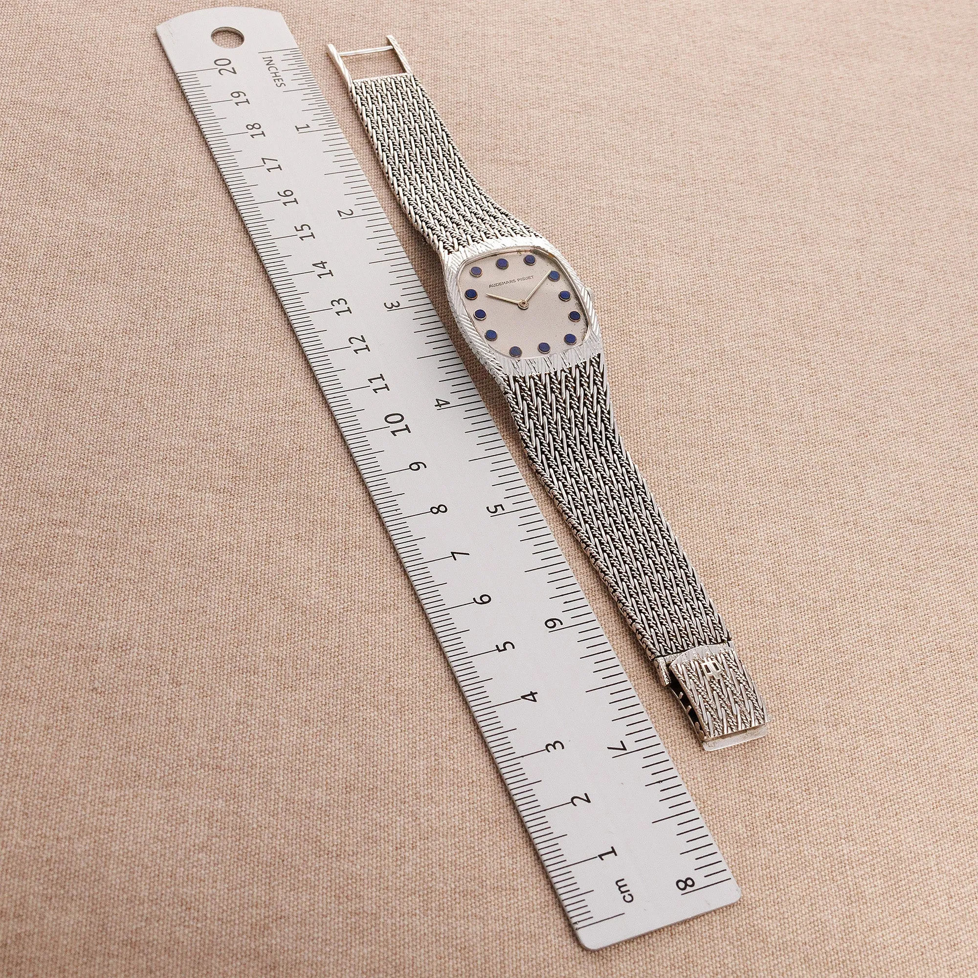 Audemars Piguet White Gold and Blue Round Marker Dial Watch