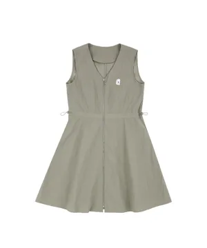 AVEN Sleeveless V-Neck Dress - Beige