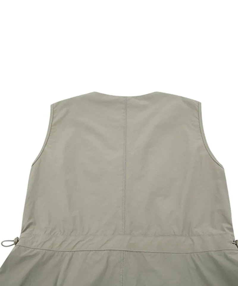 AVEN Sleeveless V-Neck Dress - Beige