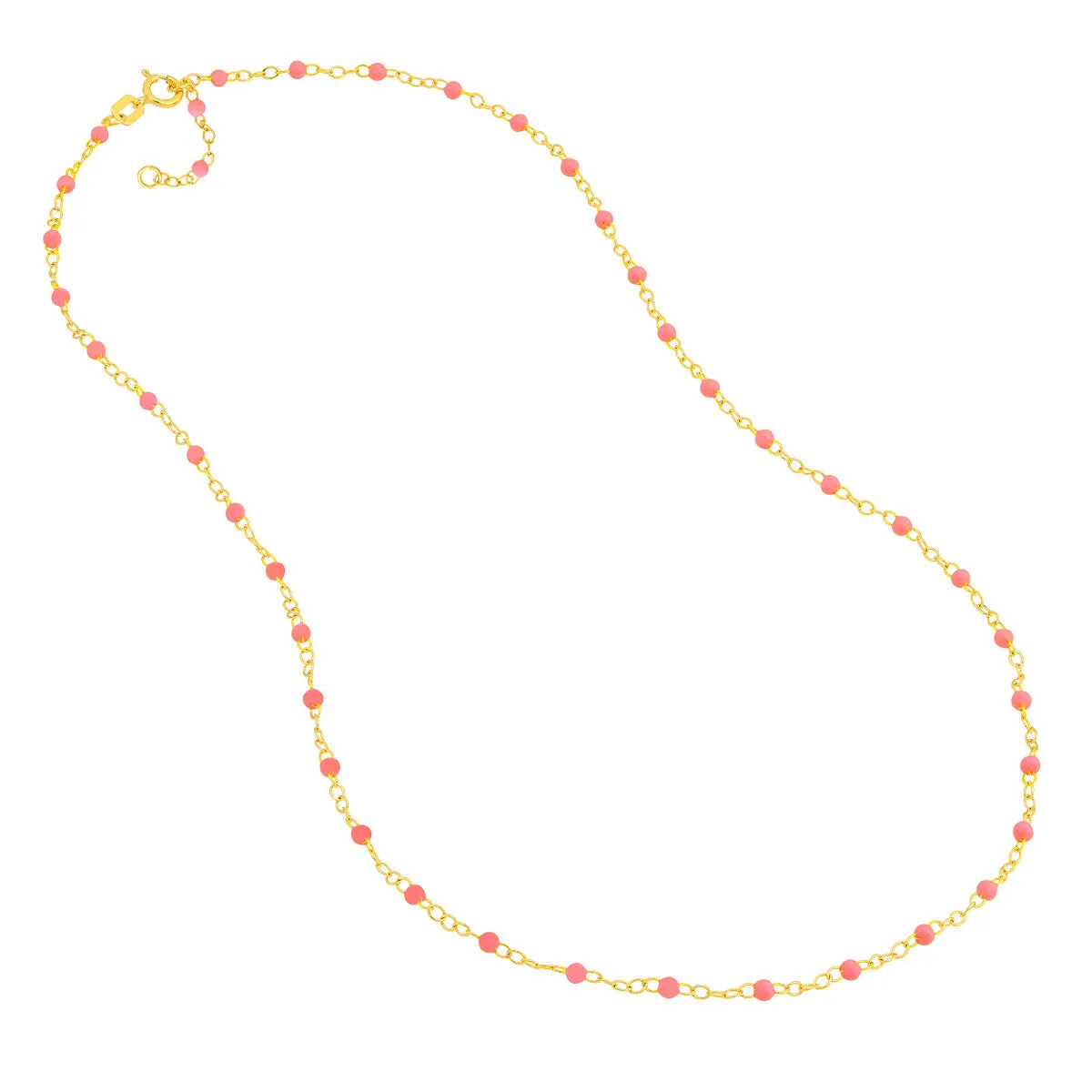 Baby Pink Enamel Bead Necklace
