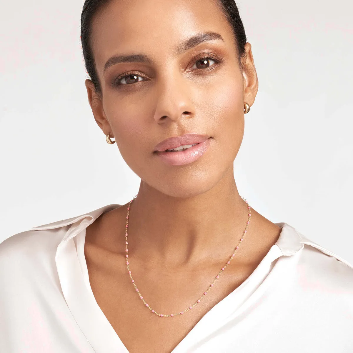 Baby Pink Enamel Bead Necklace